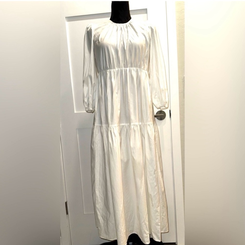 Reformation Linsey white Puff Sleeve Midi Dress S